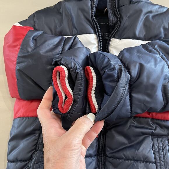 Unisex Kids Tommy Hilfiger Puffer Coat Winter Jacket Heart Logo 7 Blue Red White - Picture 4 of 7